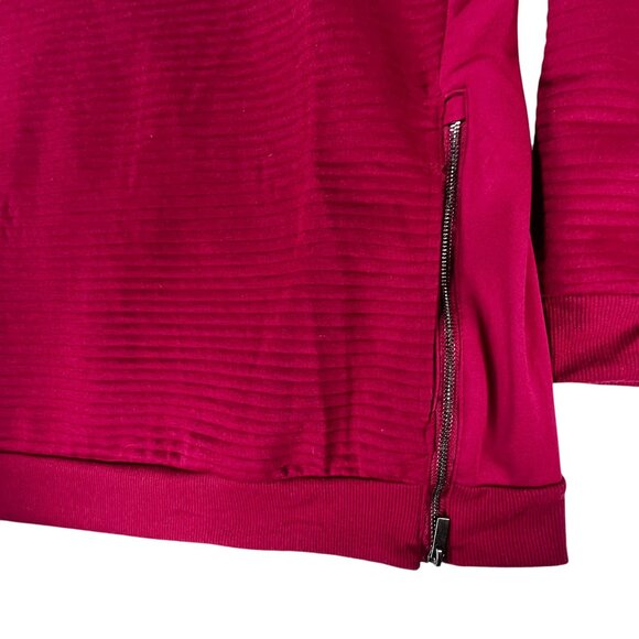 Ribbed Mock Neck Pullover Shirt Side Zippers 2X Magenta The Sweatshirt Project - Picture 6 of 13